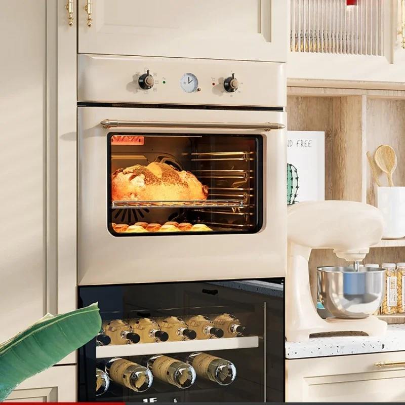 Built-in electric oven household multi-function large capacity enamel baking white vintage