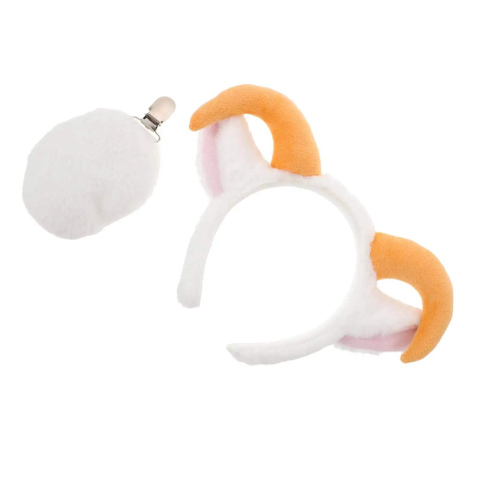 Conjunto de Acessórios de Orelhas de Cordeiro com Tiara e Cauda para Fantasia de Animal, Adereço de Ovelha Fofo para Mulheres, Homens, Crianças, Festas e Fazendas