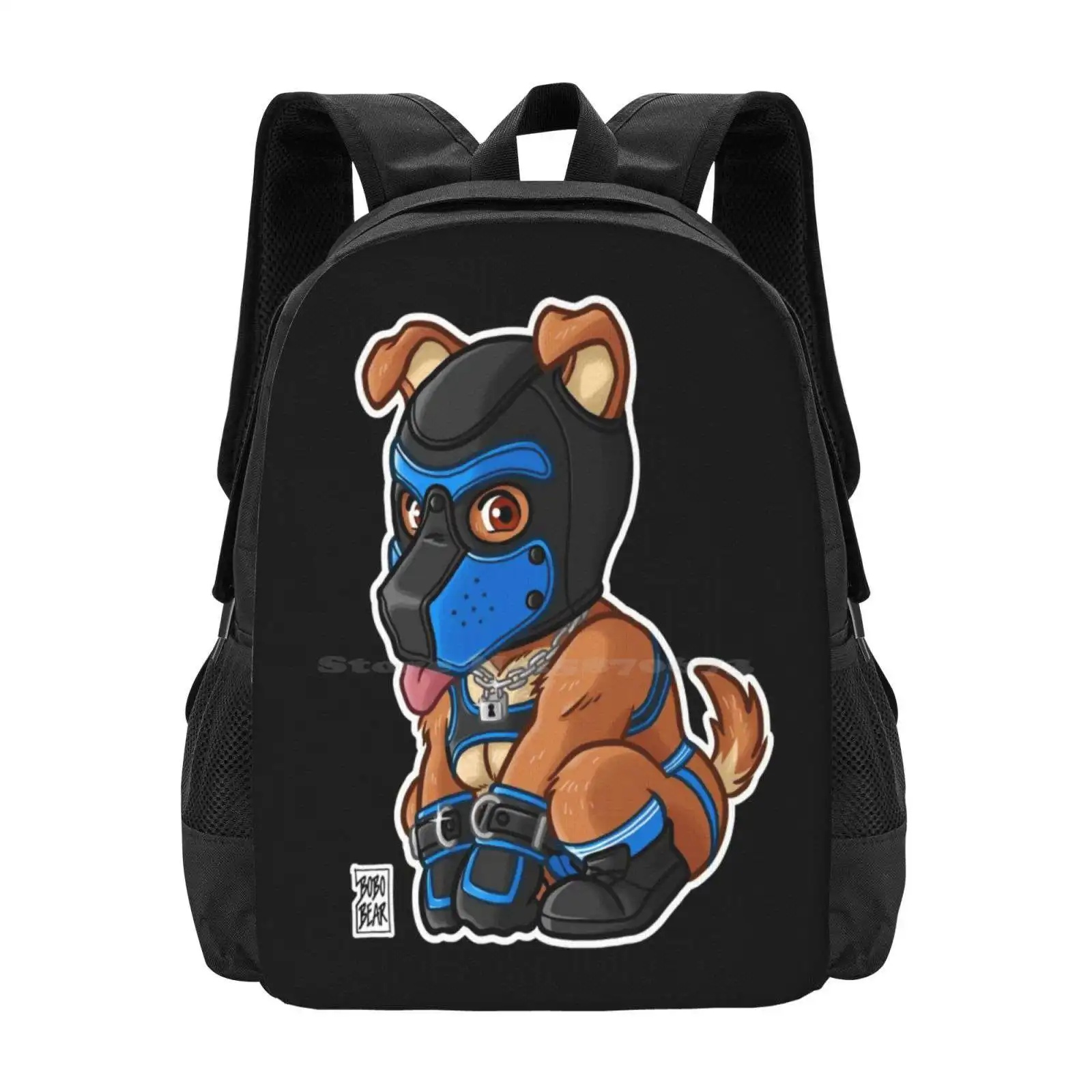 Playful Puppy - Blue Mask - Bearzoo Series Backpack For Student School Laptop Travel Bag Bobobearart Bobo Bear Bear Weekend Otte