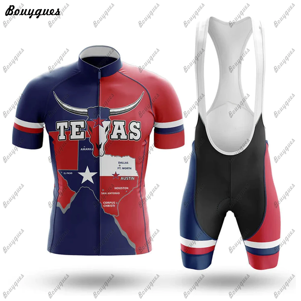 New TEXAS Men Cycling Jersey Set Summer Cycling Clothing MTB Bike Clothes Uniform Maillot Ropa Ciclismo Cycling Bicycle Suit