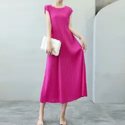 Pleated Dress 2023 Summer New Thin Fairy Sleeveless Large Swing Dress Large Solid Pleated Dress