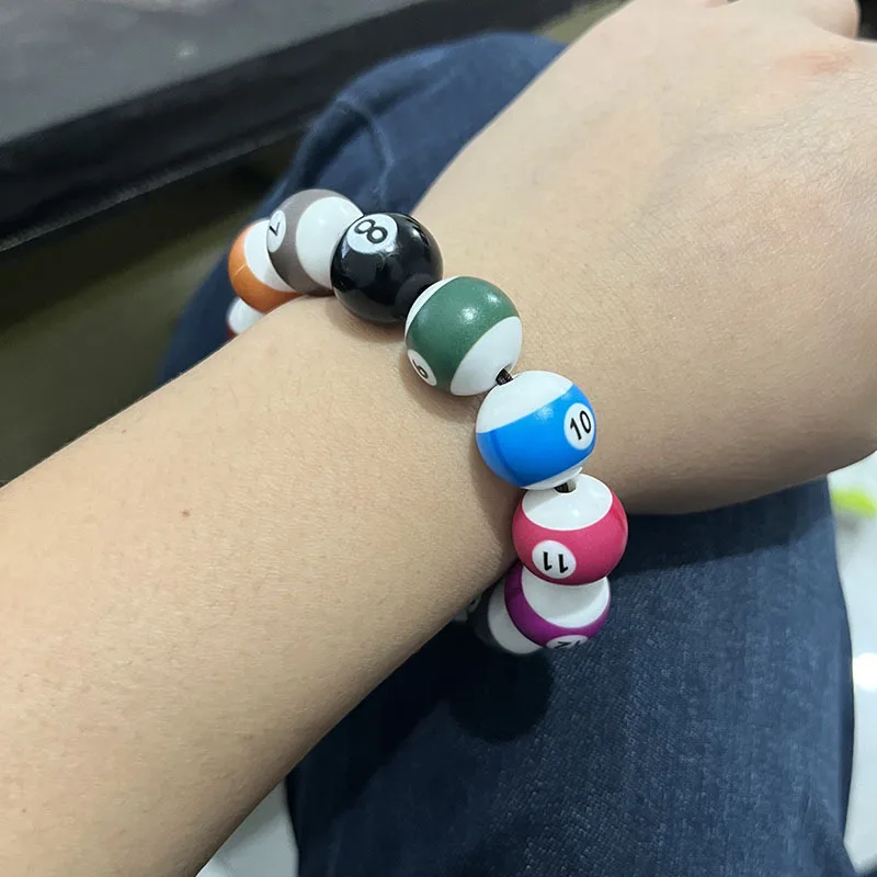 Novelty Billiards Pool Ball Bracelet - 8-Ball Stretch Beaded Bracelet, 16 Balls Sporty Jewelry for Pool Players Birthday Gift