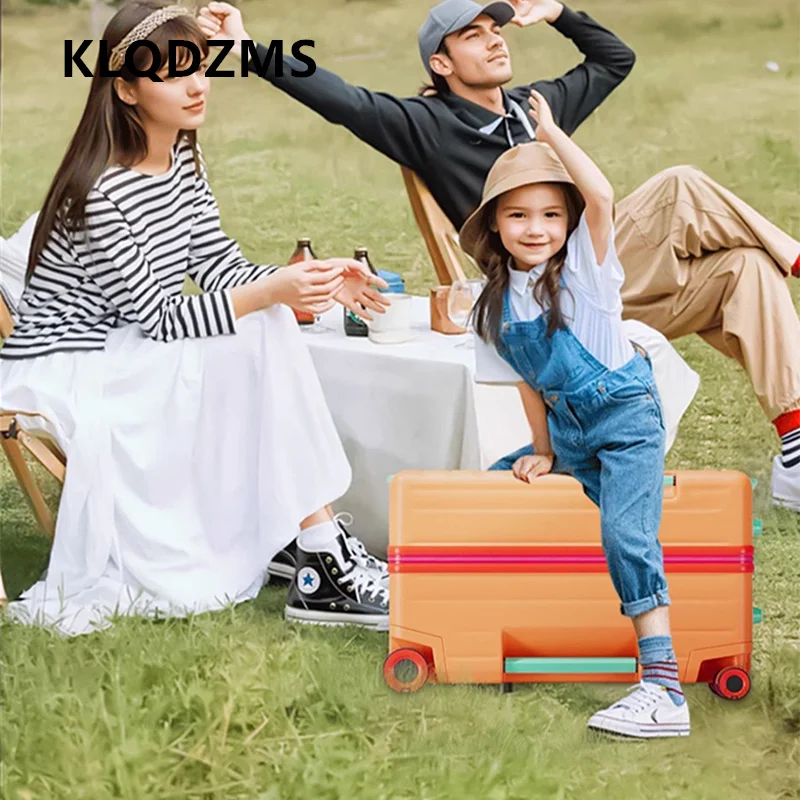 KLQDZMS Sitting and Riding Luggage ABS + PC Boarding Box 20 Inches Children Trolley Case Students with L Wheel Rolling Suitcase