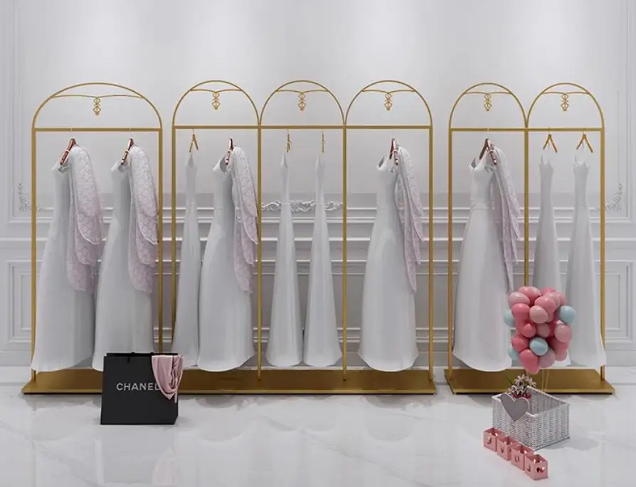 Wedding dress rack, high-end dress cheongsam display rack, wedding dress rack, floor standing clothing rack, clothing shelf