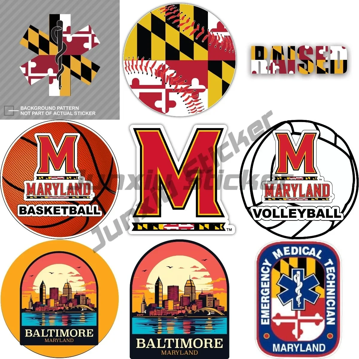 Maryland Round Basketball American Baseball Round Volleyball Scenic Souvenirs Emergency Medical EMT Vinyl Waterproof Sticker