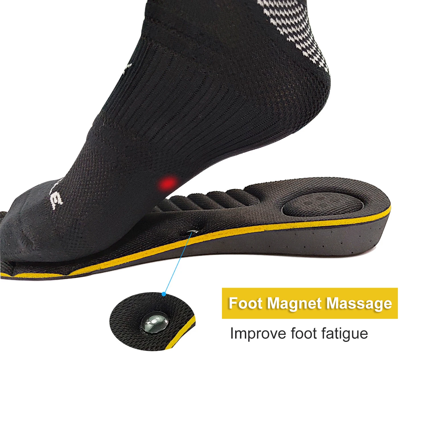 

1 пара магнитных массажных амортизирующих стельок из ЭВА — внутреннее увеличение высоты 2–5 см — подходит для спортивных прогулок