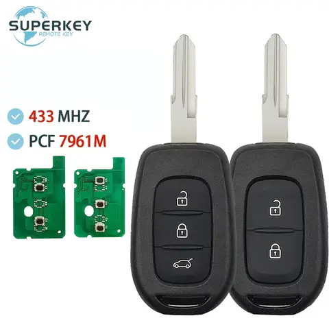 PCF7961M For Renault Dacia Logan 2 Sandero Lodgy Dokker Trafic Clio4 Duster Kiwid 2/3 Buttons 433MHZ Remote Car Key OEM 4A Chip