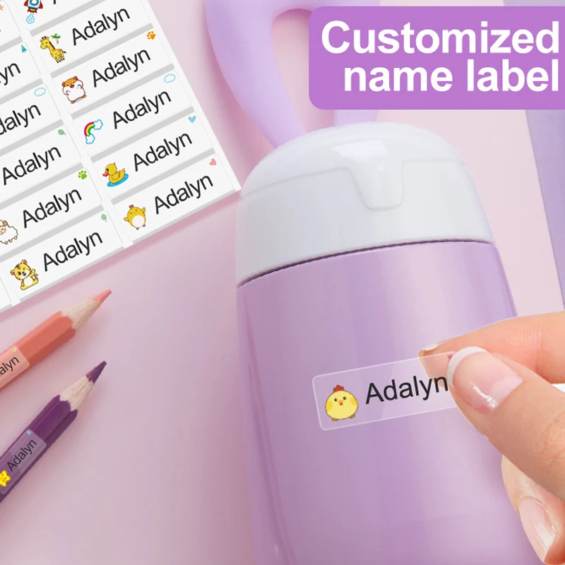 

‌Personalized Waterproof Name Stickers for School - Custom Tags for Kids Backpacks, Lunch Boxes & Bottles, Multilingual Labels‌