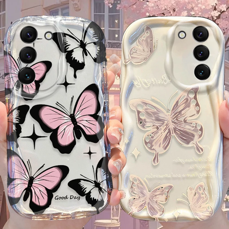 Pink Butterfly Print Case for Samsung Galaxy A50 A50S A37 A36 A35 A34 A32 A26 A25 A24 4G A23 A21S A20S A17 A16 5G A15 A14 Cover