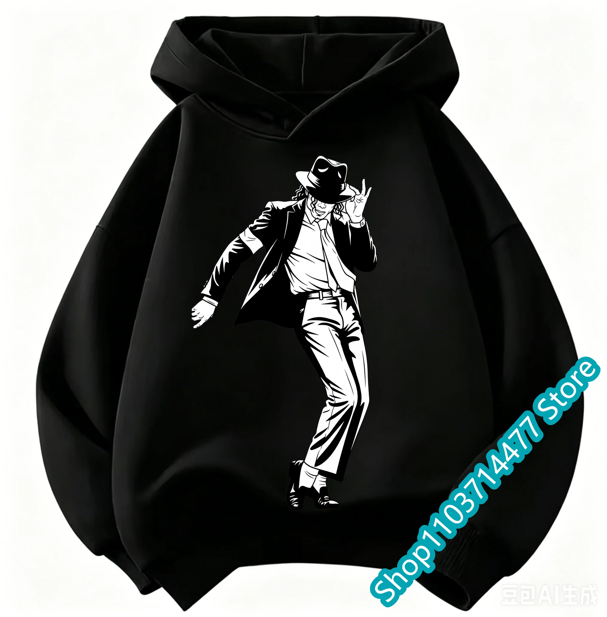 Michael Jackson BAD Album Print Kids Hoodie, Unisex, Vintage Hip Hop Pullover Hooded Sweatshirt, Casual Streetwear Top