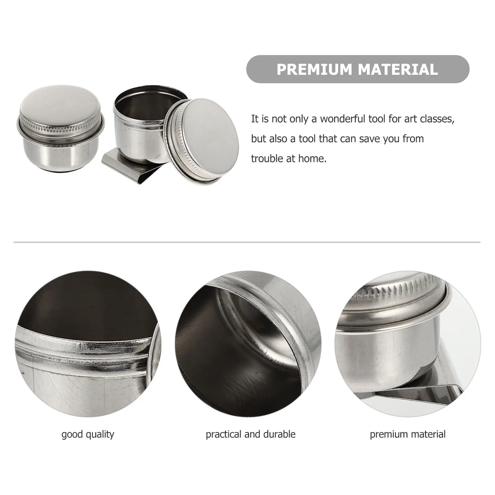 2Pcs Oil Palette Cup Stainless Steel Paint Brush Washer Container for Color Mixing Solvent Storage Portable Brush Cleaning Pot