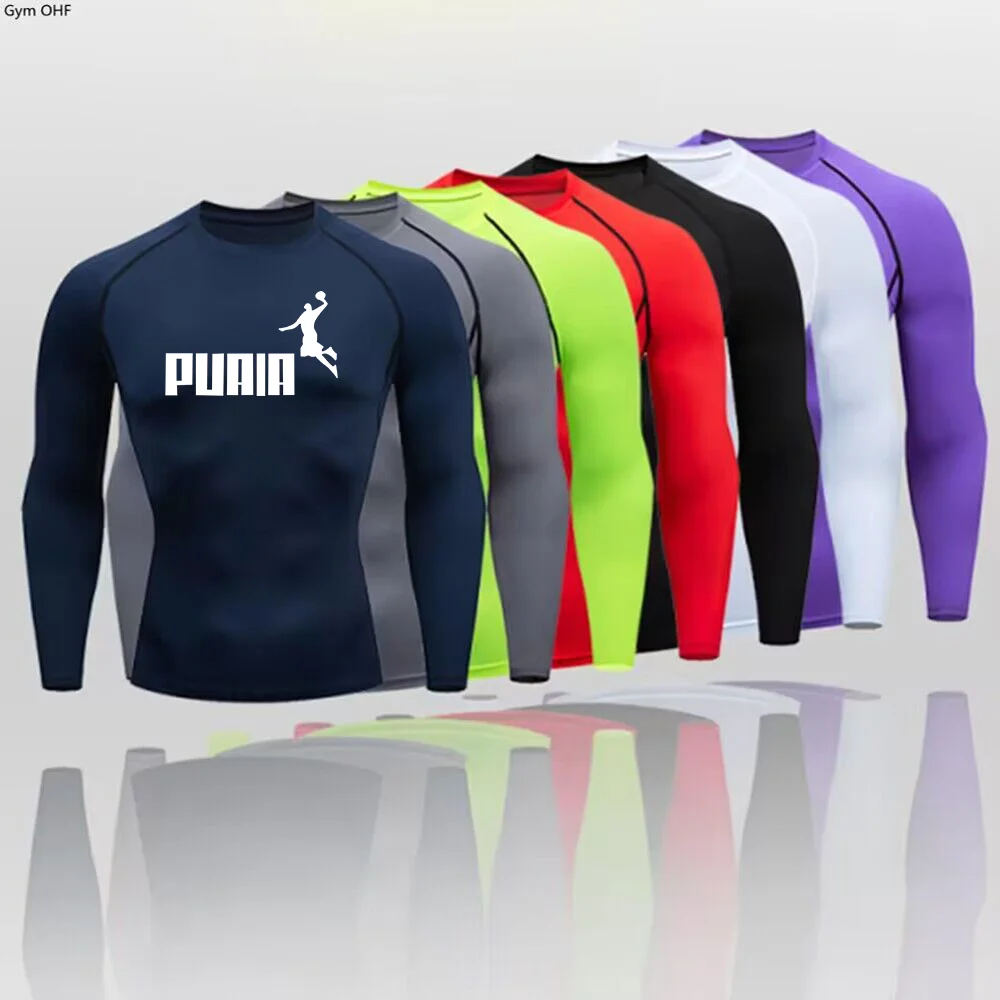2024 New training T-Shirt Men\'s Long Sleeve Compression Shirt Outdoor Fitness Second Skin Quick Dry Mountain Cycling Sportswear
