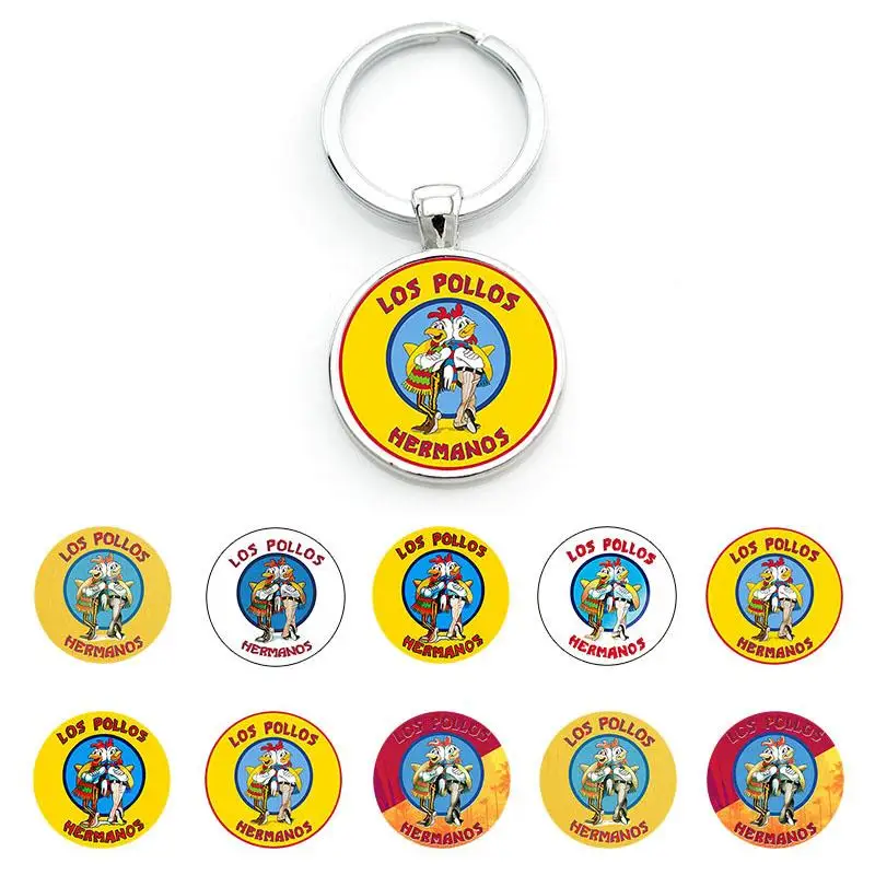 JWEIJIAO Breaking Bad LOS POLLOS HERMANOS llavero cúpula redonda de cristal cabujón llavero artístico YFZ421