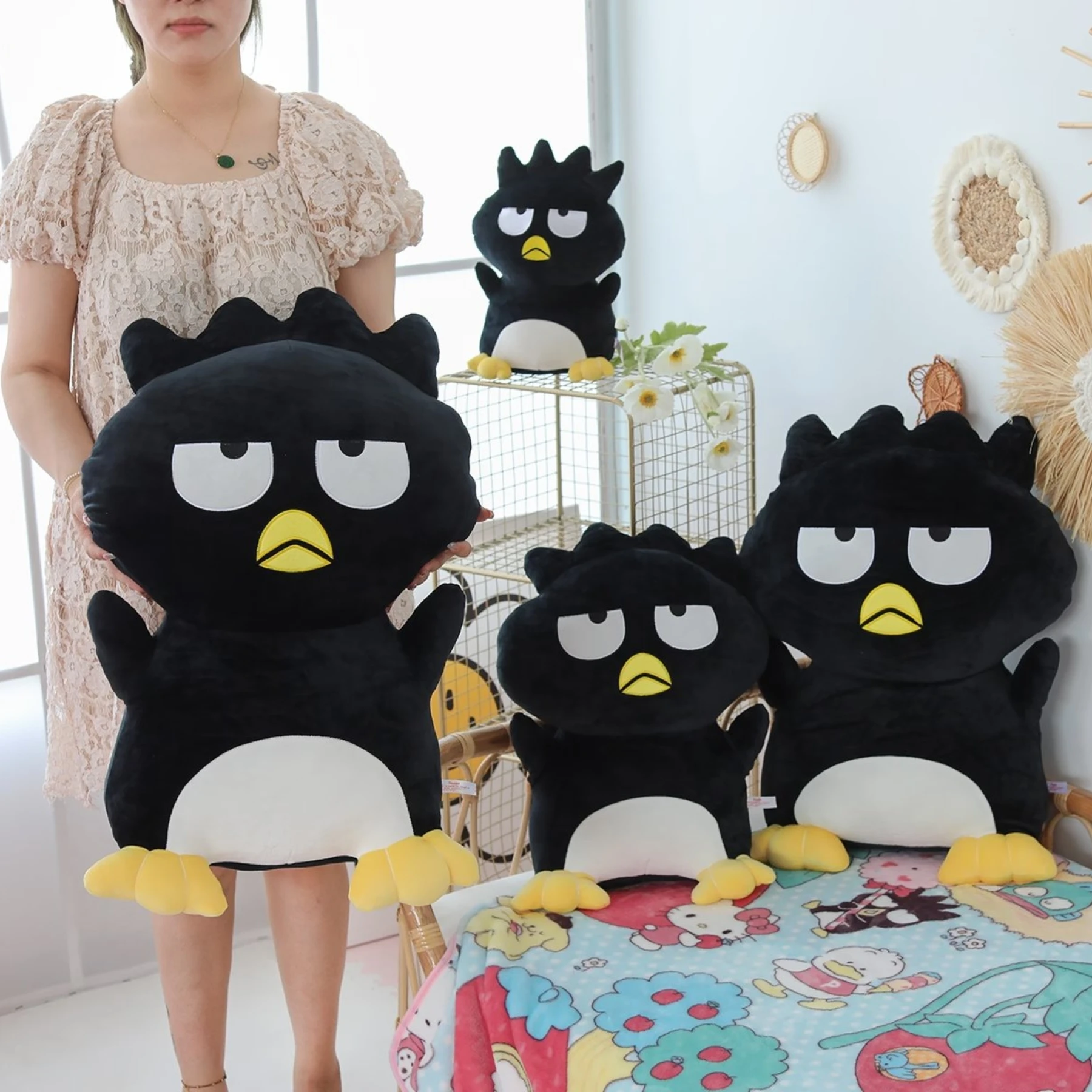 Jouet en peluche dessin animé japonais Sanrio Bad Badtz Maru, Animal en peluche Kawaii, pingouin noir, oreiller, cadeaux de noël