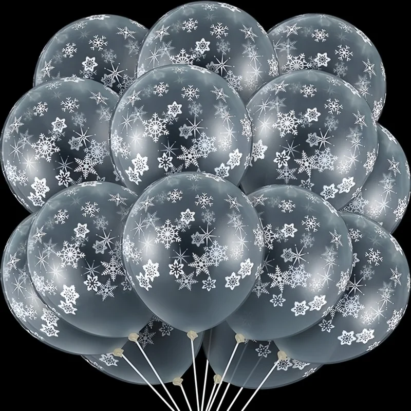 10/20 Pcs 12 inch Snowflake Pattern Transparent Latex Balloons Festival Party Decorative Balloons Home Store Decoration Supplies