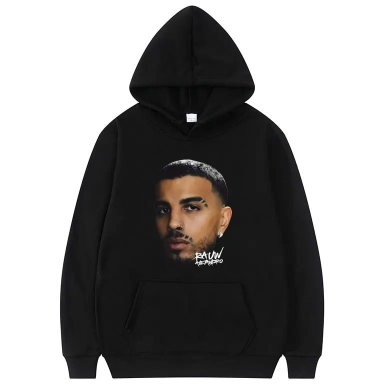 

Rapper Rauw Alejandro Big Head Print Hoodie Men Women Hip Hop Oversized Hooded Sweatshirt Man's Fashion Casual Fleece Hoodies