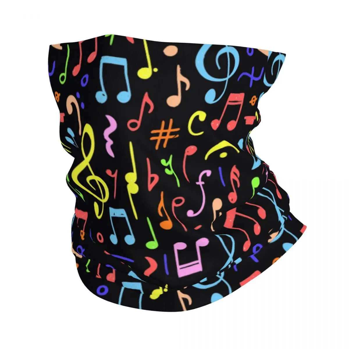 Musical Note Pattern Bandana Neck Cover  Colorful Balaclavas Face Scarf Multi-use Headband Running Unisex Adult Breathable