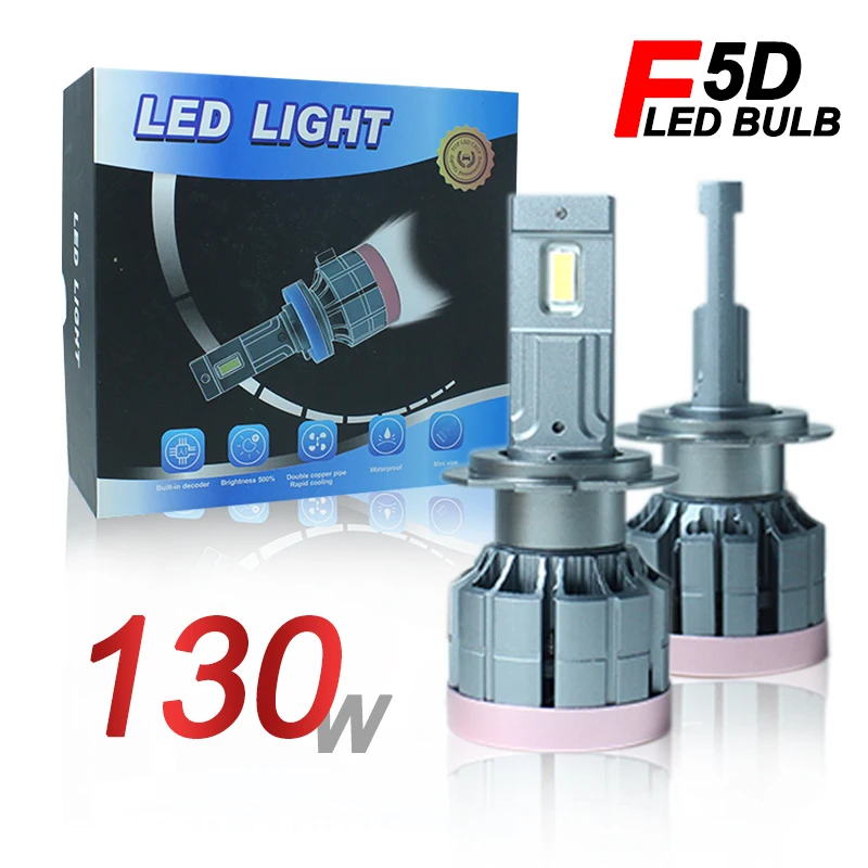 F5d 130w H4 Car LED Bulb Headlight Fog Light 13000lm H4 H3 9012 9004 Led Bulb Lamp 6500k H4 H11 9005 9006 H7 Led Headlight Kit