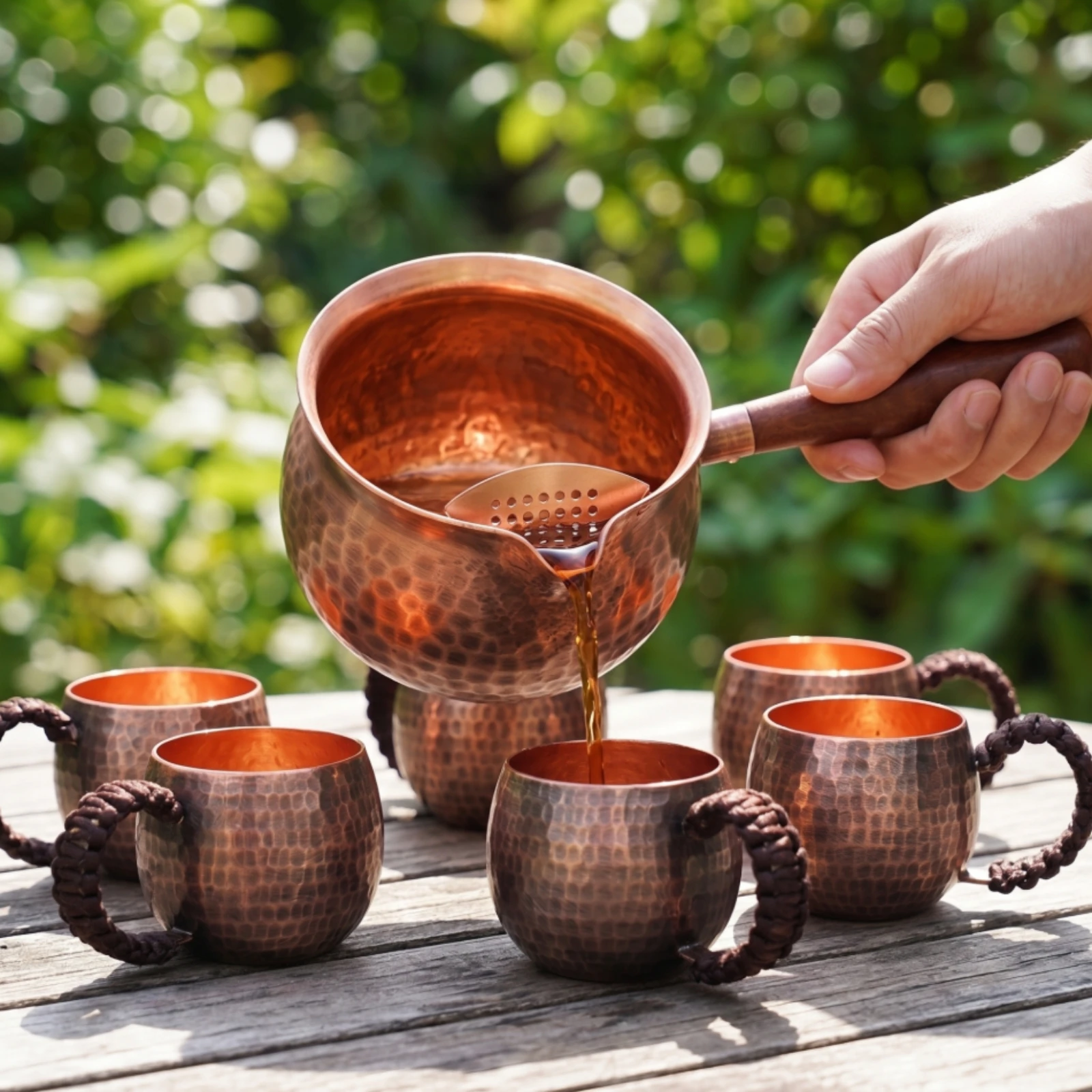 Tea Pitcher with Wooden Handle Artisanal Gongfu Tea Pitcher Gongfu Fairness Cup Heat-Resistant Fairness Cup