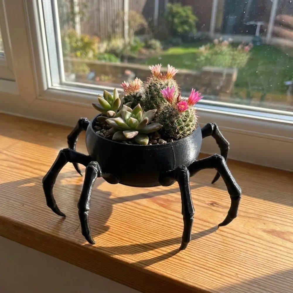 3D Printed Spider Shaped Planter Novelty Multi-functional Entrance Storage Box Gothic Style Plastic Succulent Planter