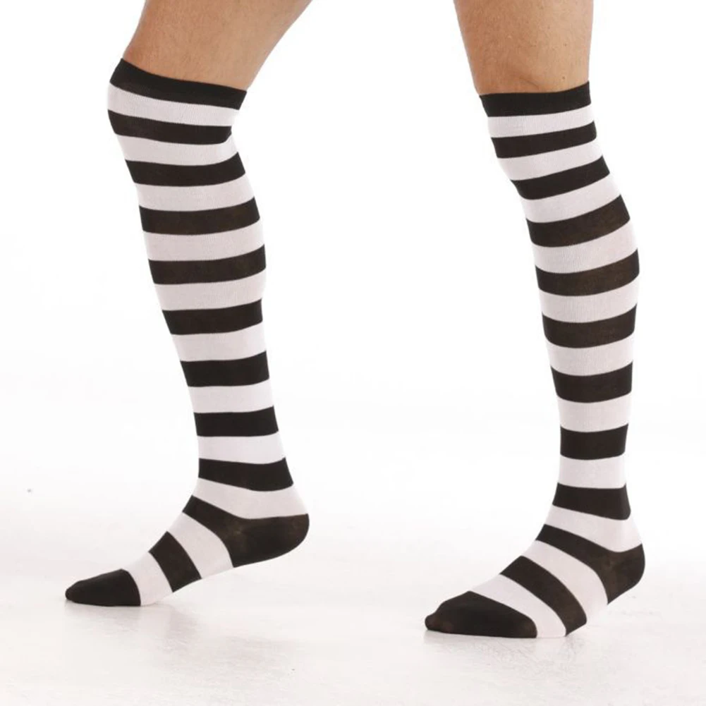 Trendy Men's Striped High Stockings  Over Knee Socks  Stretchy Thigh  Perfect for Sports Training  Great Quality