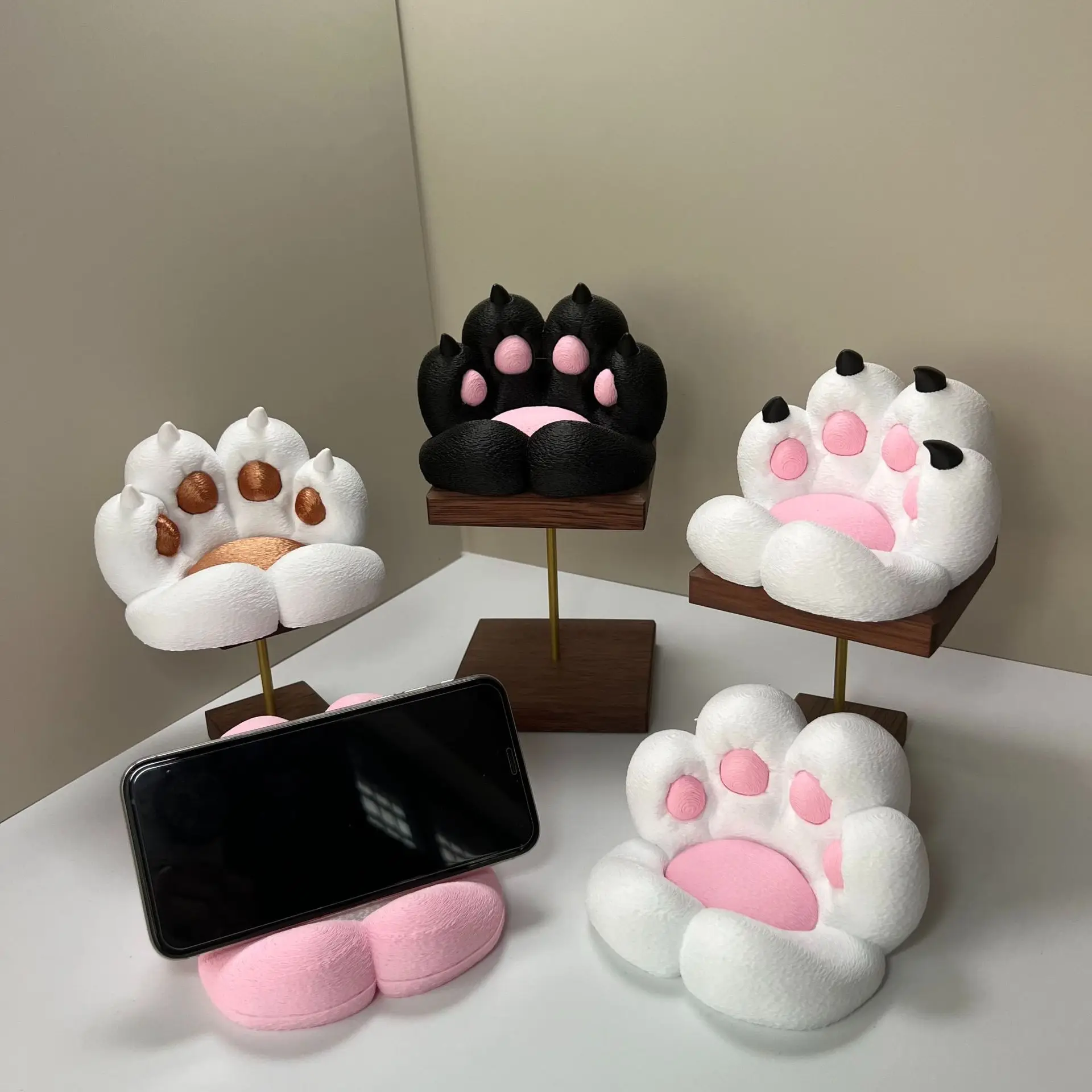 Ornement de bureau en forme de patte de chat mignon, peut servir de support pour téléphone et tablette, décoration de bureau à domicile, un joli cadeau