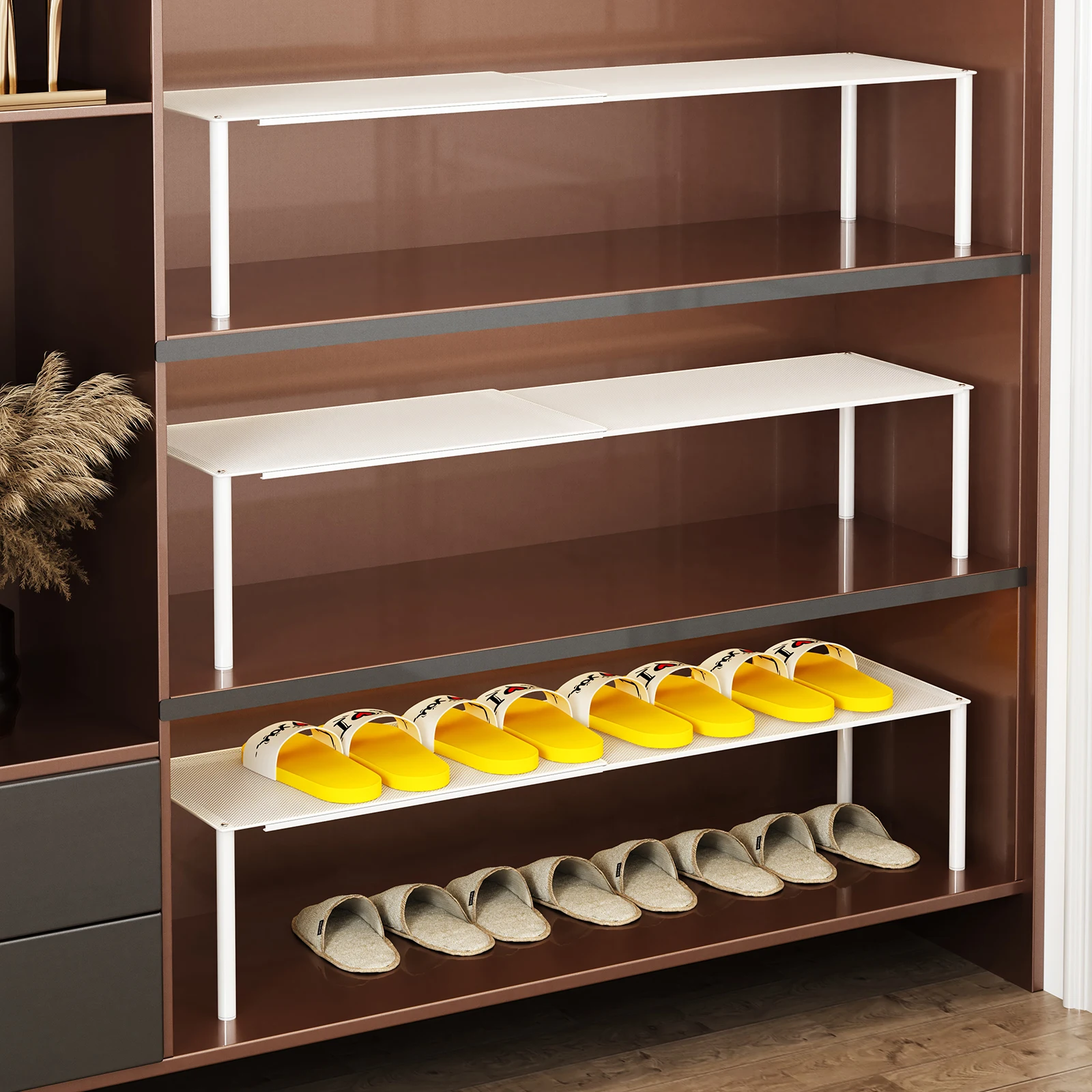 Schuhschrank-Organizer, Platzsparendes Schuhregal, Schuhhalter, Verstellbarer und Erweiterbarer Trenner im Schrank