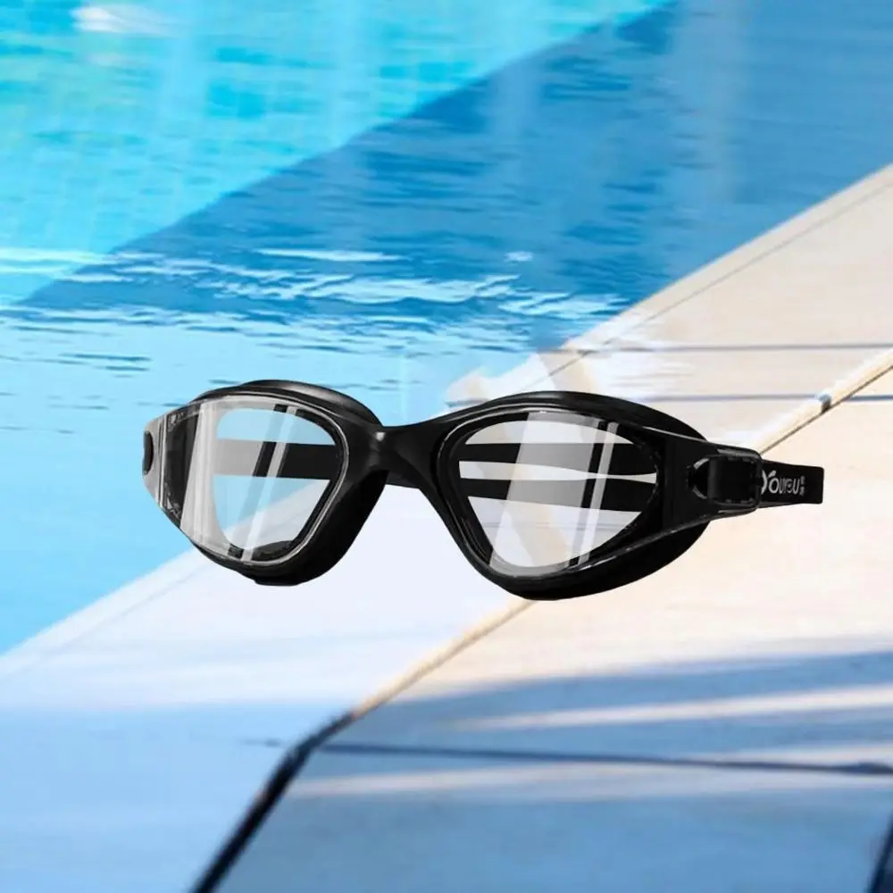 

Anti-fog Adult Swimming Goggles Set with Nose Clip Adjustable Silicone Swim Cap Waterproof Unisex Electroplated Flat Glasses