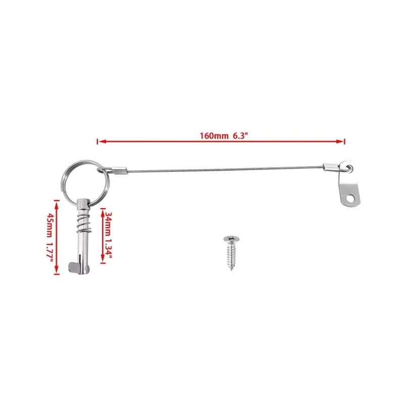 ISURE MARINE 4Pcs Boat Stainless Steel Quick Release Pin With Lanyard For Boat Bimini Top Deck Hinge