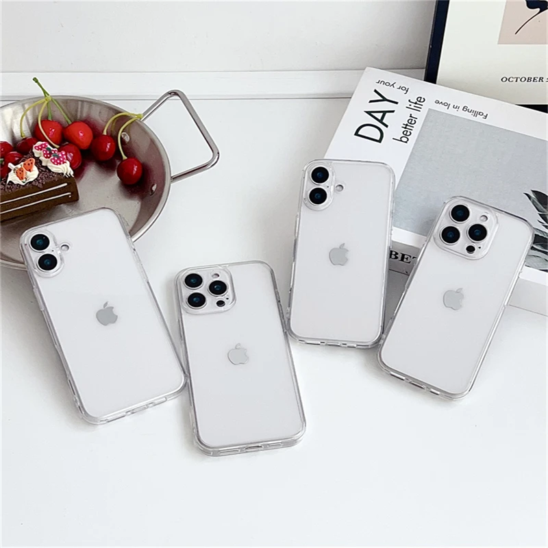 Transparent Shockproof Acrylic Case For iPhone 16 15 14 13 12 11 Pro XS Max X XR 7 8 16 Plus SE Silicone Bumper Clear Hard Cover