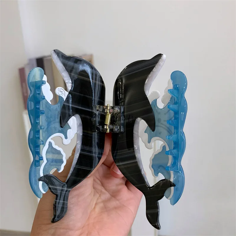 Nuova clip per artiglio per capelli di squalo in acetato per le donne Moda serie oceano Pesce Mollette di grandi dimensioni Bech Clip per capelli Accessori per artigli Strumento