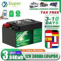 LiFePO4 12V 300Ah 200Ah 100Ah Battery Pack 6000 Cycles Bluetooth 4S BMS 100% Capacity 24V 48V Lithium Battery EU PL STOCK NO TAX
