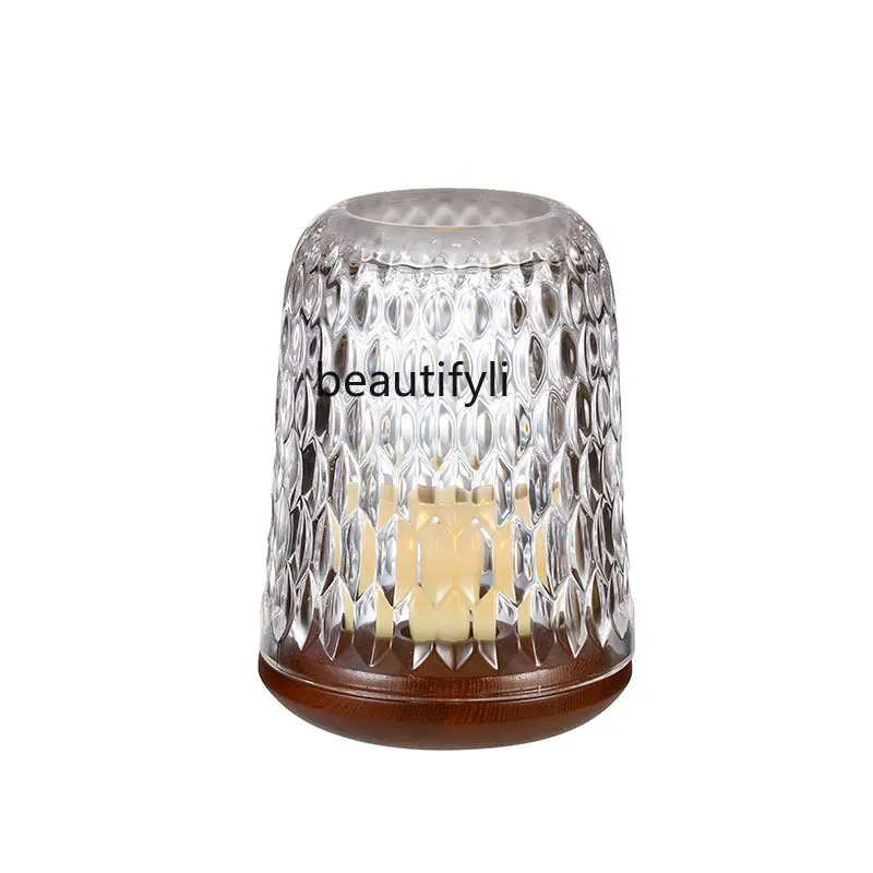 

Retro Candlestick Lamp Decorative Ornaments Aromatherapy Candle Crystal Glass Ambience Light