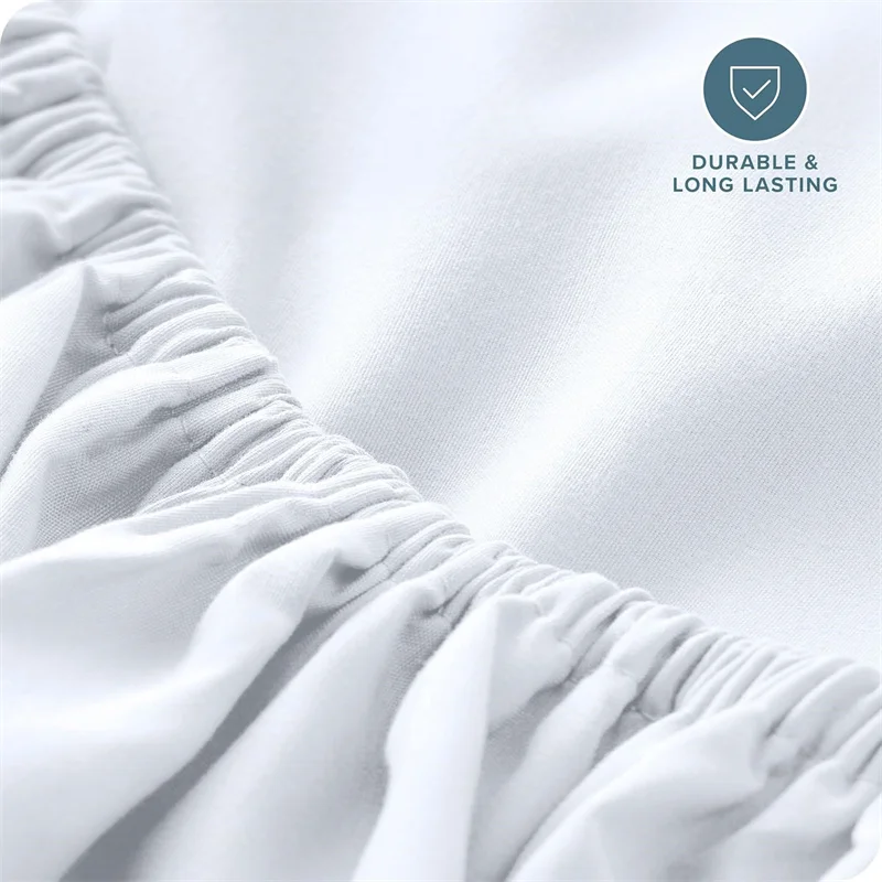Washed Cotton Fitted Sheet with Elastic Bands Ultra Soft Durable Adjustable Mattress Covers for Full Queen King Bed 90/160/200cm