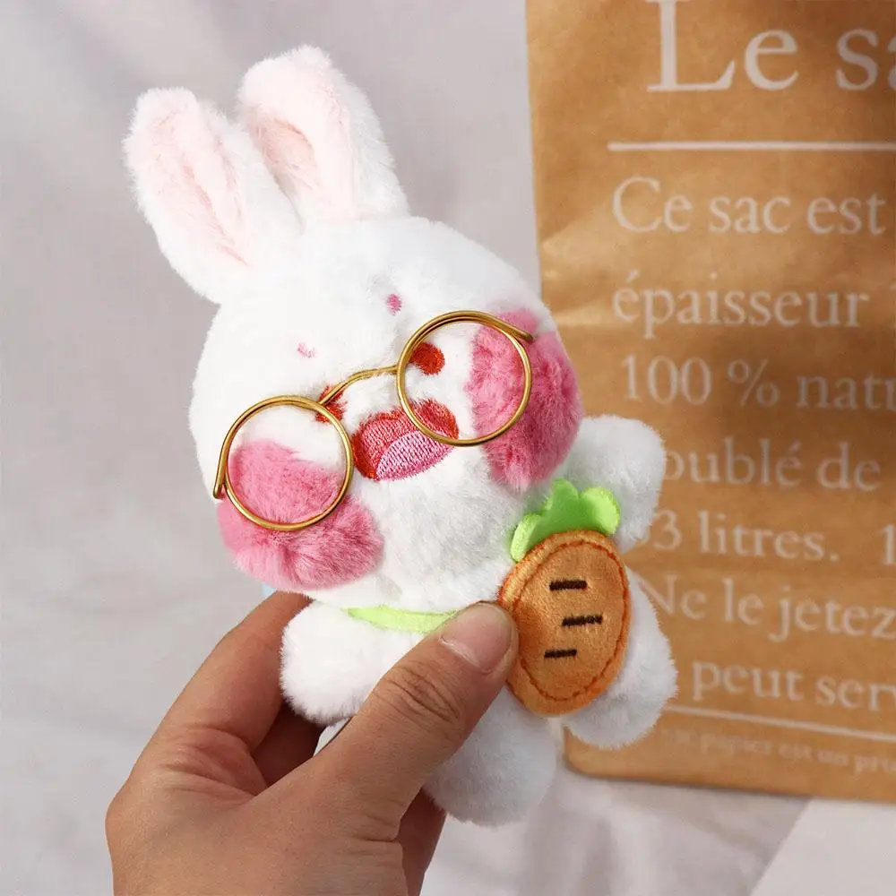 Plush Keyring Glasses Rabbit Plush Rabbit Pendant Radish Hyaluronic Acid Glasses Rabbit Toy Korean Style 15cm Kids Toys