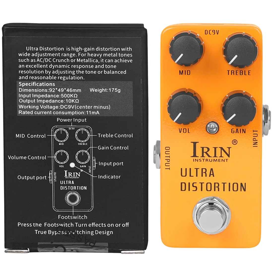 

IRIN RS-17 Ultra Distortion Guitar Effect Pedal High-Gain Distortion Effects True Bypass Pedals Electric Guitar Accessories