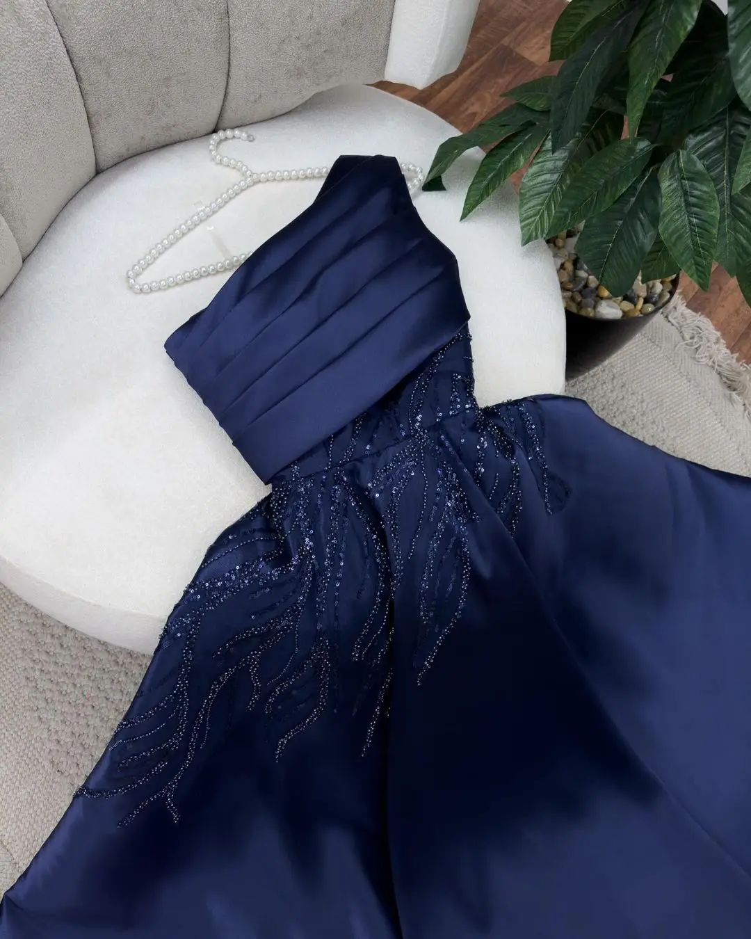 Customized One Shoulder Prom Dresses Sleeveless Pleated Beadings Floor Length Party Gowns Evening Dresses image 5
