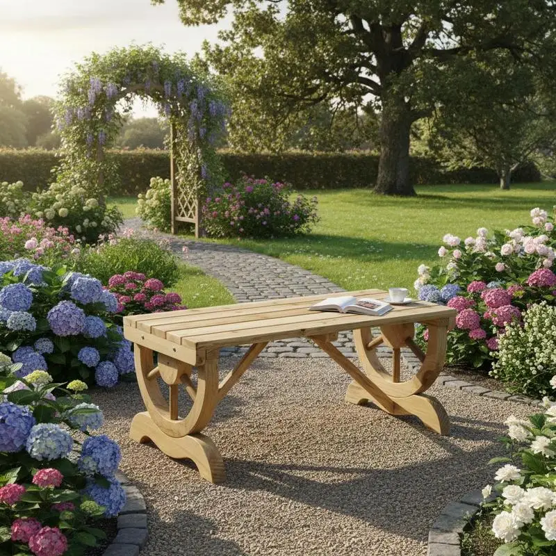

Wooden garden bench, weatherproof, garden furniture, rustic bench, natural, 98 x 50 x 39.5 cm