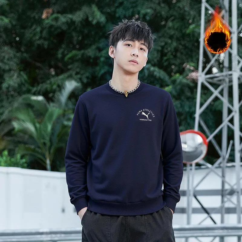 

Мужская и женская спортивная повседневная вязаная толстовка Puma синего цвета 69469706