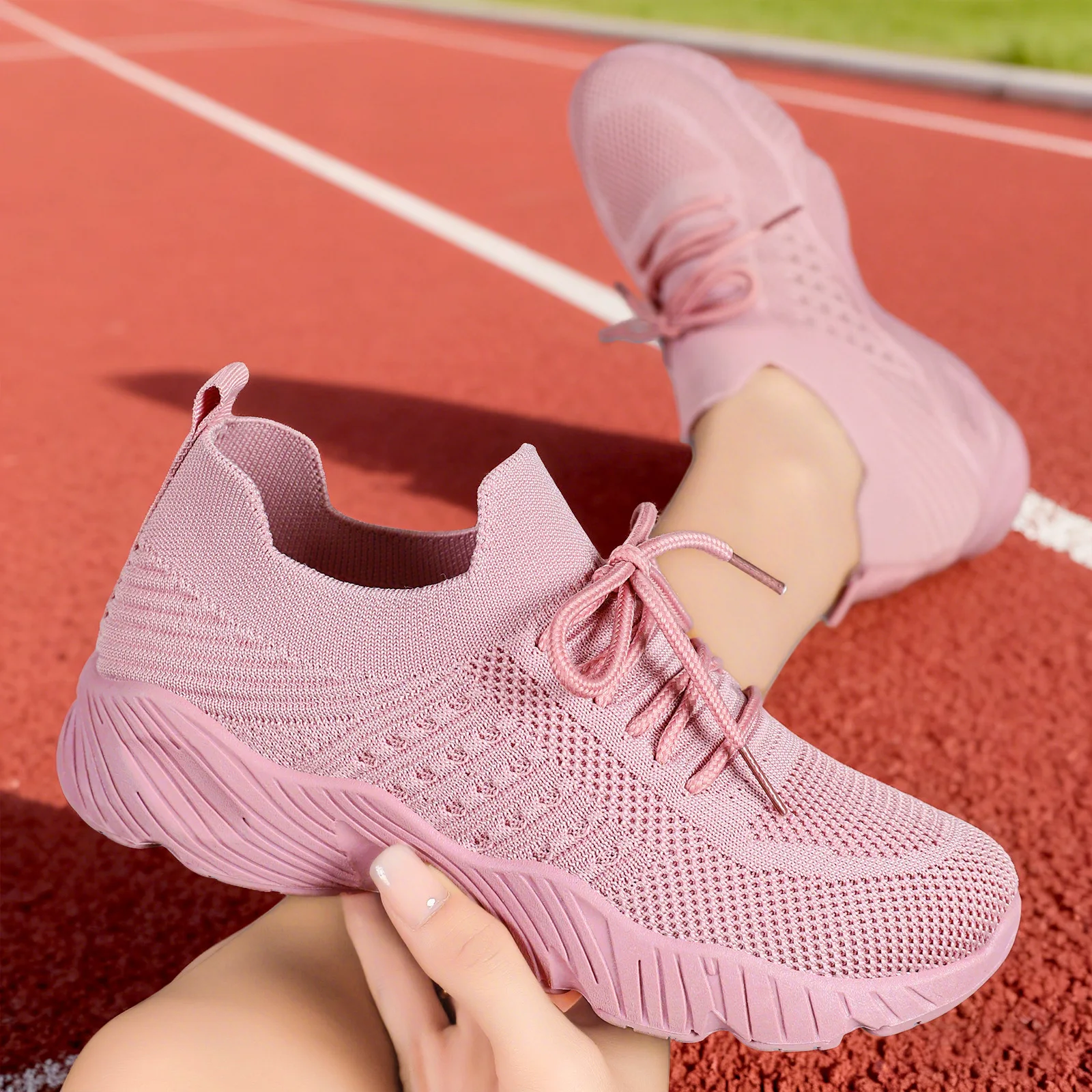 

Shoes women's shoes solid color fly-woven single shoes European and American style thick-soled heightening shoes women