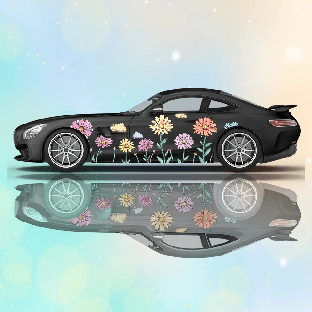 

Детские очаровательные цветы, автомобильные виниловые наклейки, самоклеящаяся наклейка из ПВХ, подходит для грузовиков, внедорожников, украшения, автоаксессуары, подарок