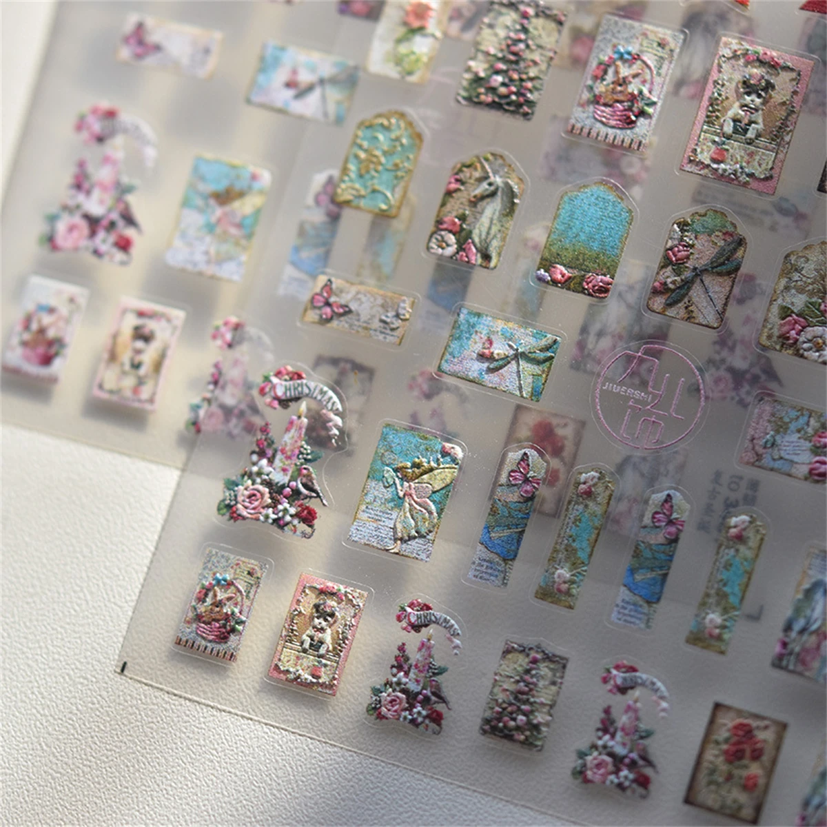 1pcs 5D 2024New English Retro Nail Stickers Japanese Luxury Relief Self Adhesive Slider Nail Art Decoration Decals Supplies DIY