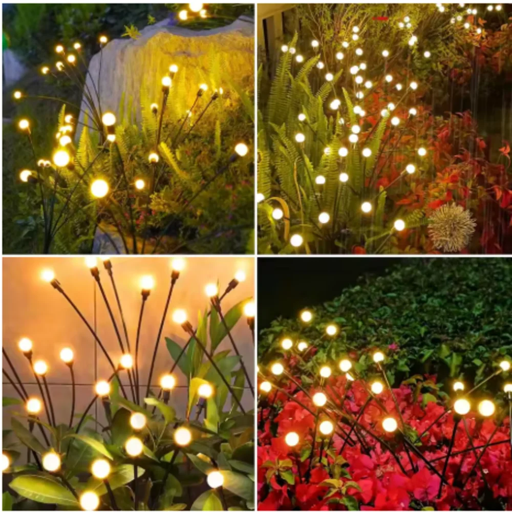 Waterproof Solar Firefly Garden Lights 10 LED, Outdoor Solar Lamp for Yard Patio Pathway Christmas Decor