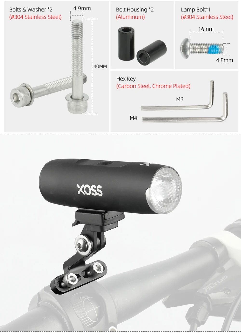 Adapter für XOSS XL400 800, passend für GoPro Fußrichtung, umschaltbarer Fahrrad-Scheinwerferständer, Lenkervorbau, Gabel, Helmhalterung – Detail 10