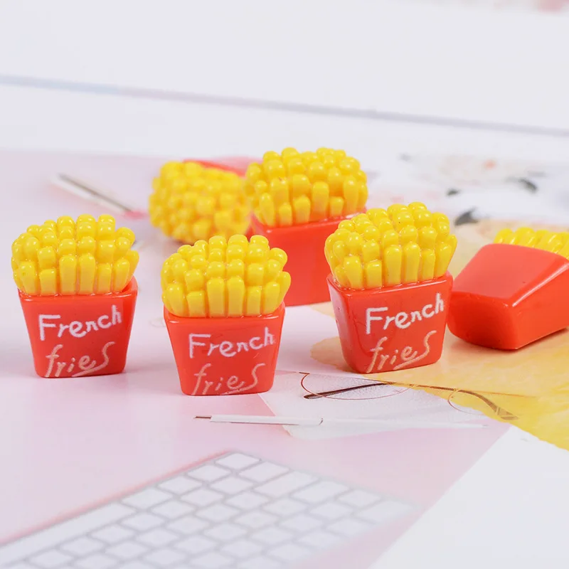 simulation Popcorn French fries Resin Crafts Kawaii Cabochon DIY Dollhouse Decoration Accessories