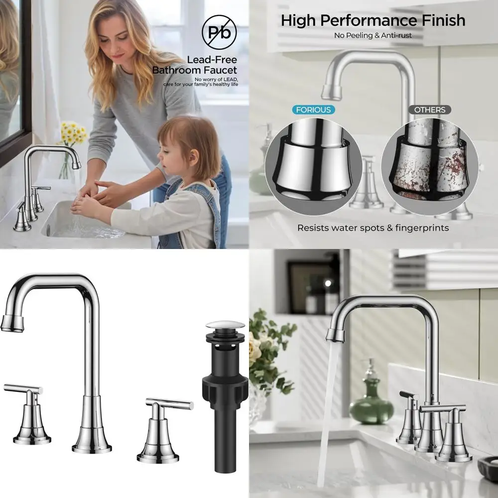 

Polished Chrome 3-Hole Bathroom Faucet with Pop-Up Drain for 8 Vanity, Ideal for RV and Camper Sinks