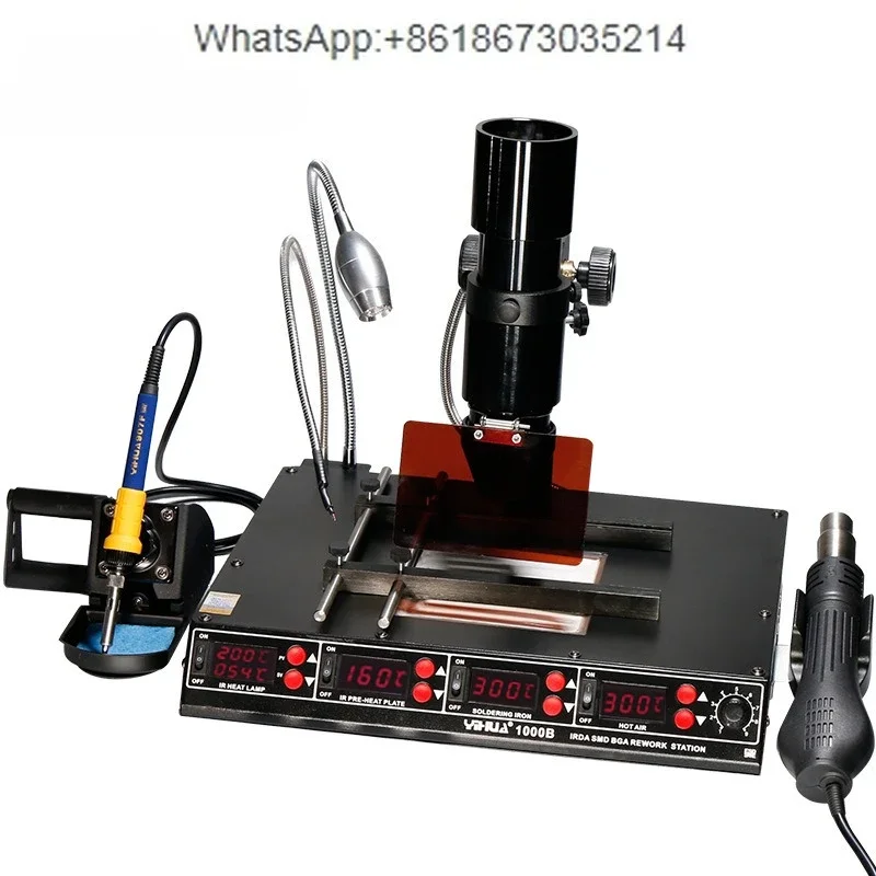 

1000B инфракрасный стол для демонтажа и сварки горячим воздухом, ремонтный стол, пистолет для горячего воздуха, электрический паяльник, сварка чипов