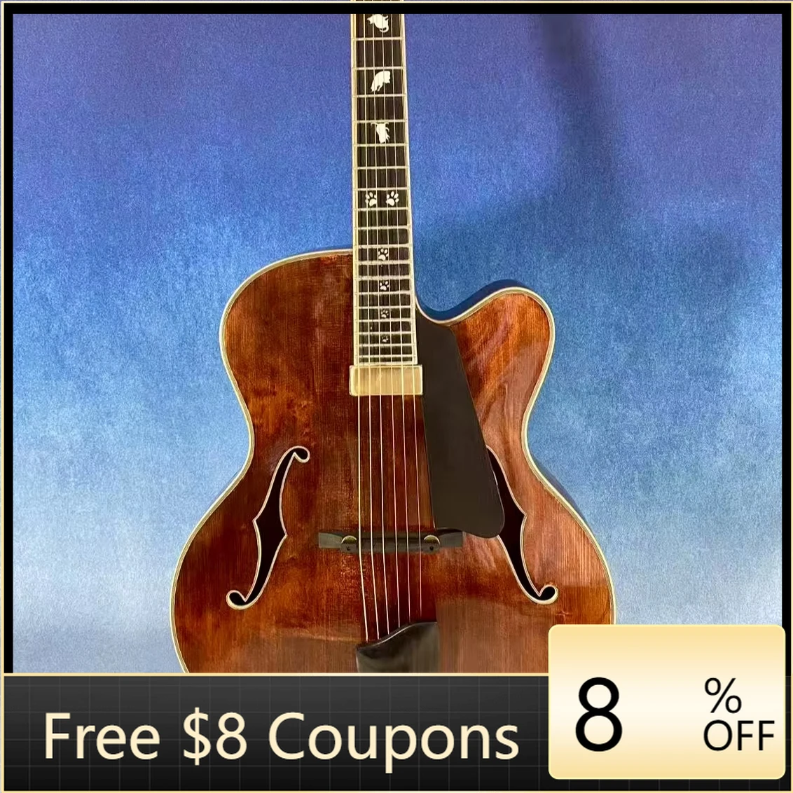 

STLF Discount Ready to Ship Handmade Jazz Acoustic Guitar Hollow Mahogany Archtop Customizable Features and Ebony Fingerboard