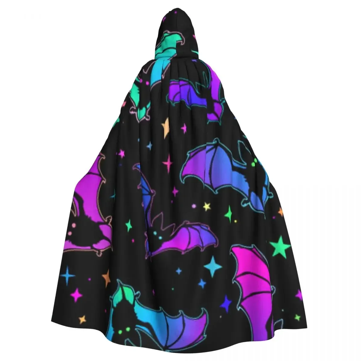 

Adult Vampire Cape Hooded Robe Colorful Bats Halloween Full Length Cosplay keep warm Water Resistant Christmas Cosplay