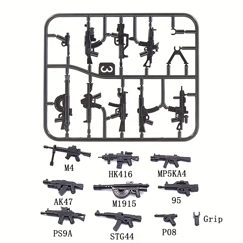 Minifigure Weapon Accessories Toy Set Moc WW2 Military Building Blocks Weapons Guns Equipment Birthday Gift For Boys